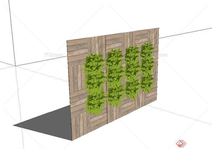 某墙体立体绿化植物设计SU模型[原创]