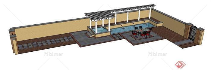 小庭院景观设计SU模型