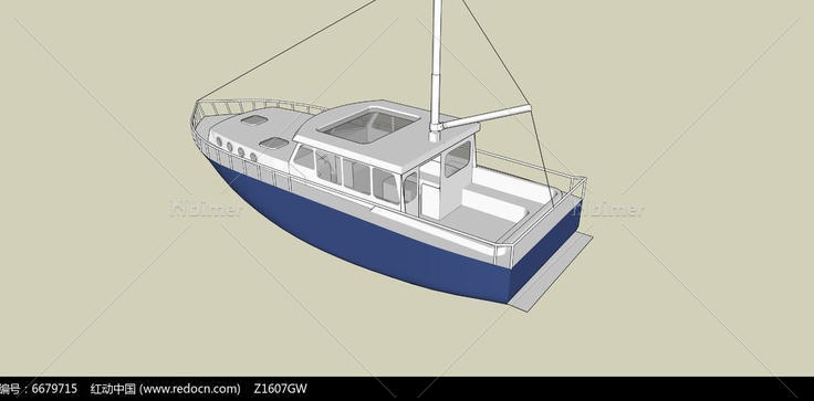 简约海钓渔船模型