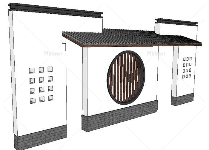 4个中式景墙小品sketchup精致设计模型[原创]