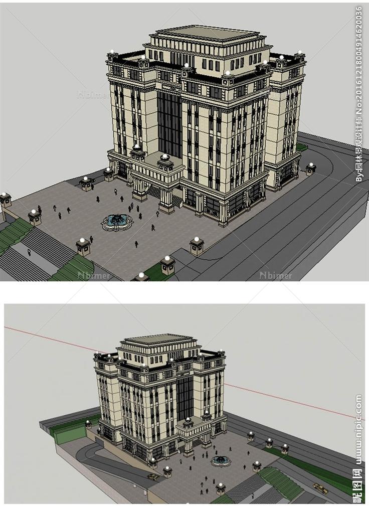 欧式建筑草图大师SU模型图片