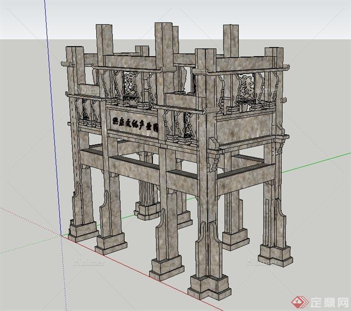 某文化产业园方形门廊设计SU模型