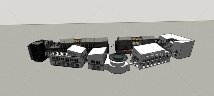 现代中式商业街 (78834)su模型下载