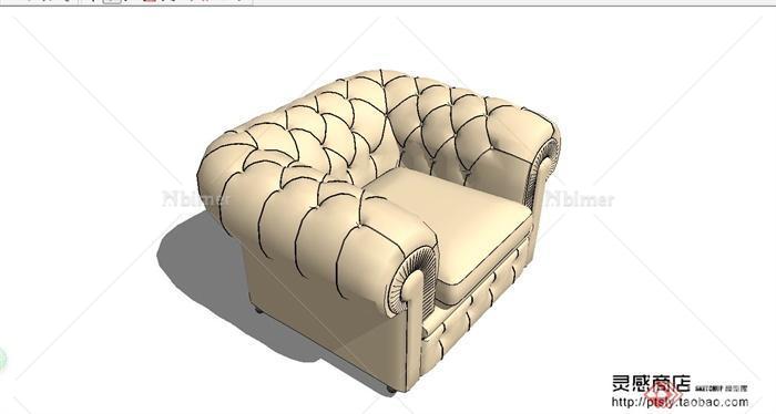 现代单独沙发椅设计SU模型[原创]