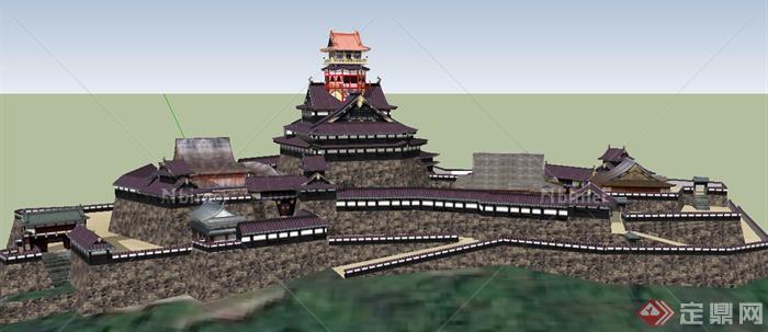 某旅游景区古典日式风格建筑群su模型