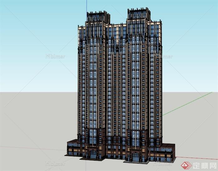 现代某高层办公楼电梯房建筑设计SU模型