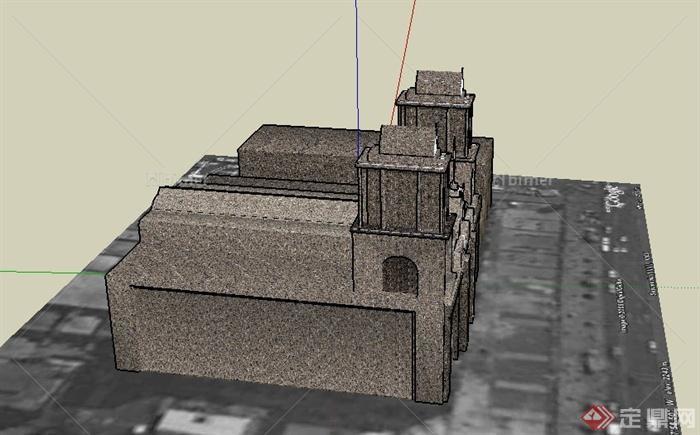 某欧式罗马大教堂建筑设计SU模型