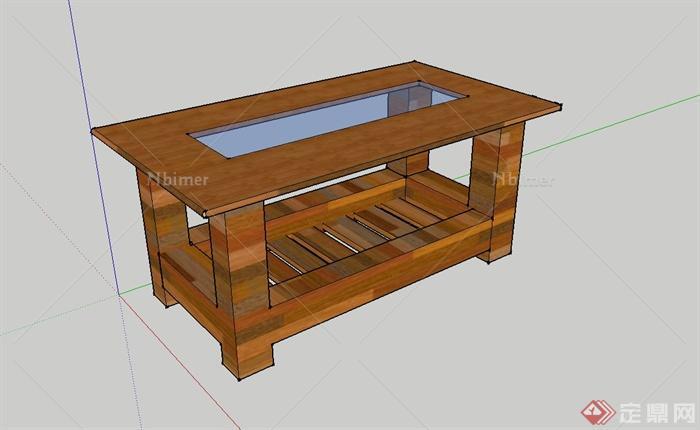 现代风格玻璃咖啡桌SU模型[原创]