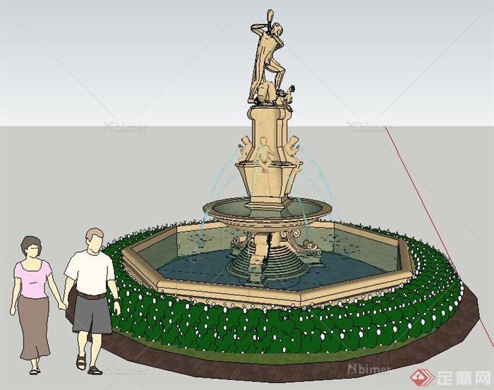园林景观雕塑喷泉su模型