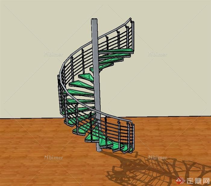 某建筑现代风格旋转楼梯设计su模型[原创]