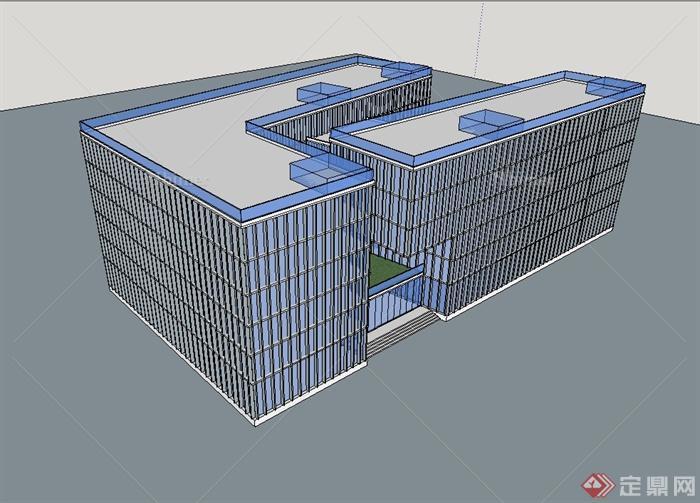 现代风格马东路公务局办公楼建筑设计su模型[原创