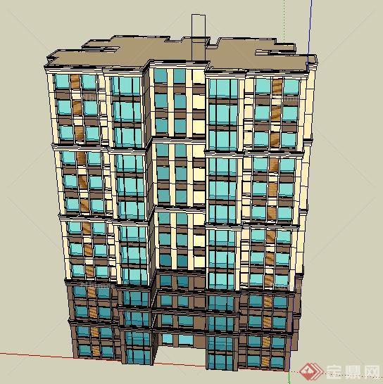 小高层公寓住宅楼建筑设计su模型[原创]