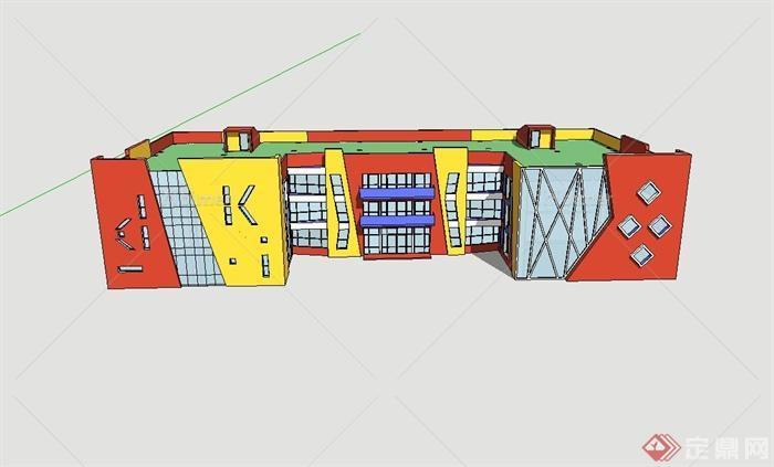 现代独特幼儿园建筑设计su模型[原创]