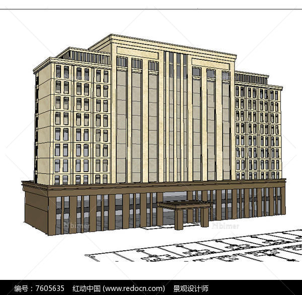 办公楼SketchUp建筑草图大师SU模型