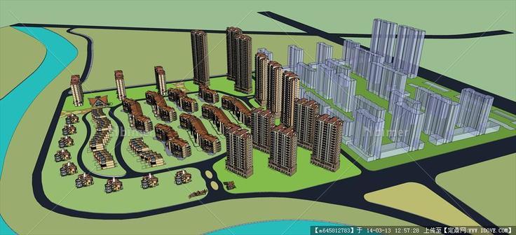 Sketch Up 精品模型---欧式高层住宅别墅小区规划