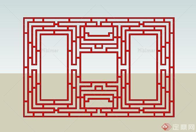 中式景观组合窗格6SketchUp(SU)3D模型