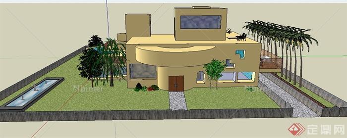 某私人现代住宅居住建筑设计SU模型