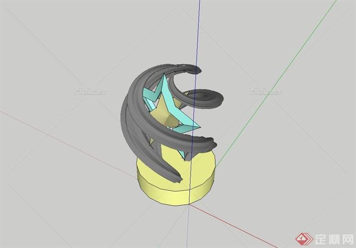 现代风格雕塑小品设计su模型