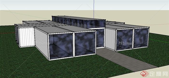 某集装箱式仓库建筑设计SU模型
