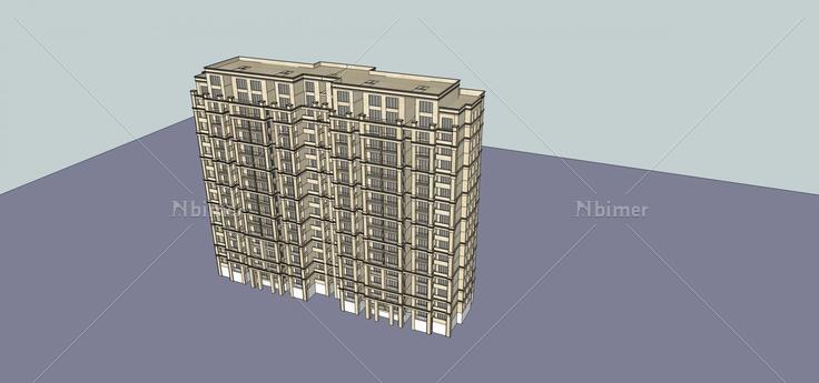 简欧风格高层公寓(70805)su模型下载