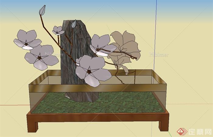室内装饰花卉盆景设计SU模型