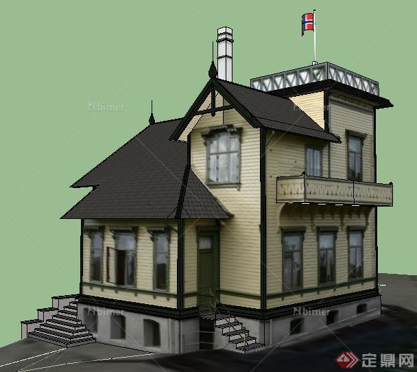 某英式别墅居住建筑设计SU模型