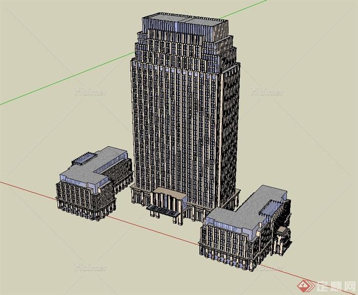新古典办公建筑楼详细设计su模型[原创]