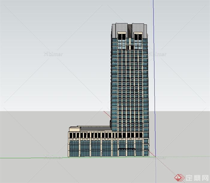 现代详细高层写字办公大楼设计SU模型[原创]