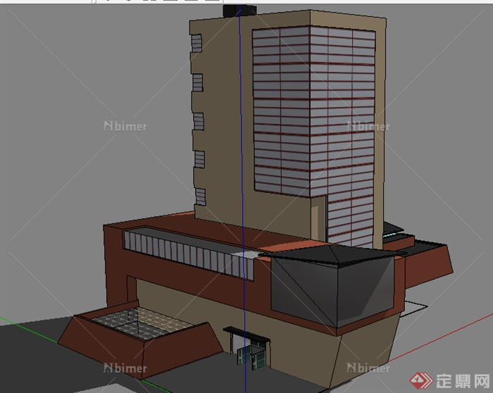 某现代商业楼商业建筑设计SU模型素材