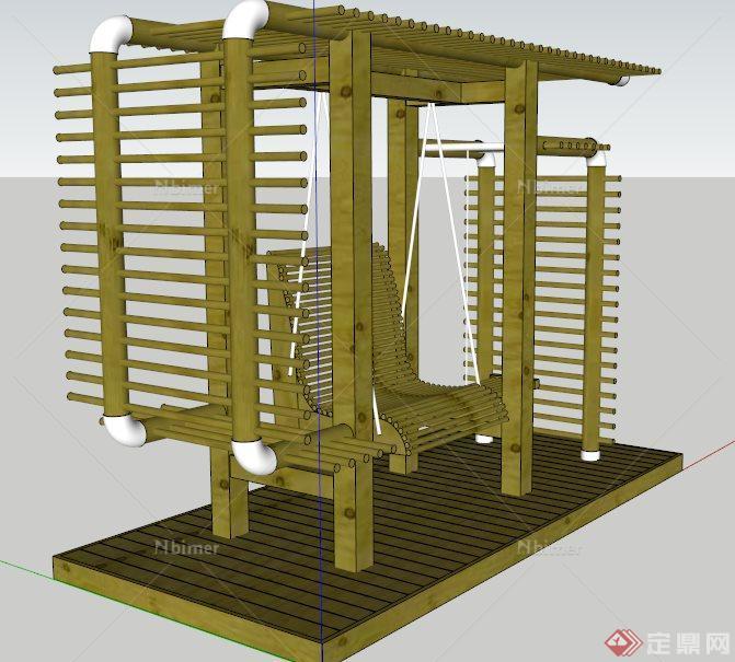 现代风格秋千椅花架设计su模型