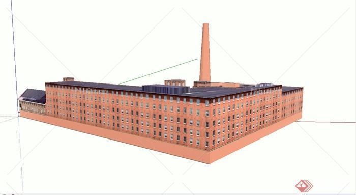 某欧式四层皮革厂建筑设计SU模型