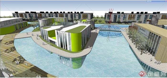 某城市商务办公区建筑景观设计SU模型