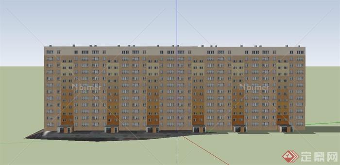 某多层联排住宅建筑设计SU模型