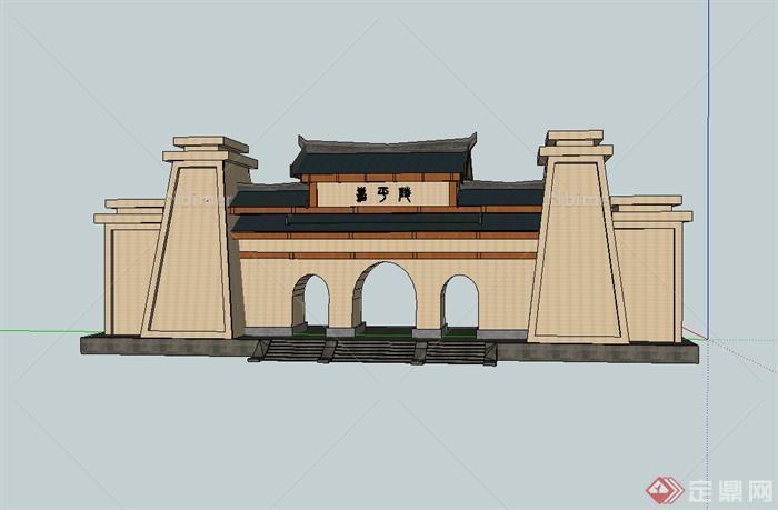 古典中式风格城门入口设计SU模型[原创]