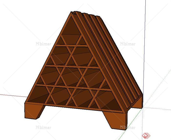 三角形木质酒柜设计SU模型