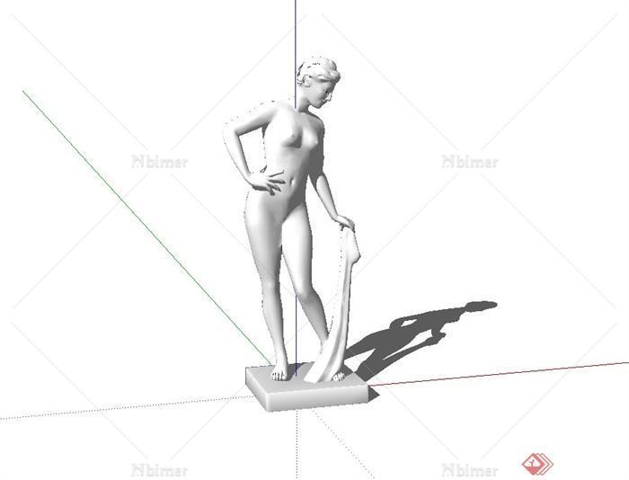 欧式风格裸女人物雕像设计su模型[原创]