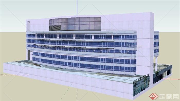 简约现代风格多层办公楼建筑设计SU模型