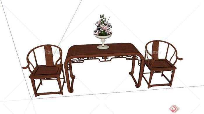 中式休闲桌椅设计SU模型