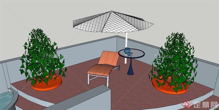 某住宅屋顶花园景观规划设计SU模型[原创]