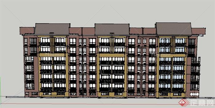 某六层联排住宅建筑设计SU模型