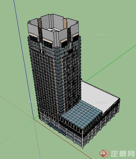 现代高层办公楼建筑设计su单体模型[原创]