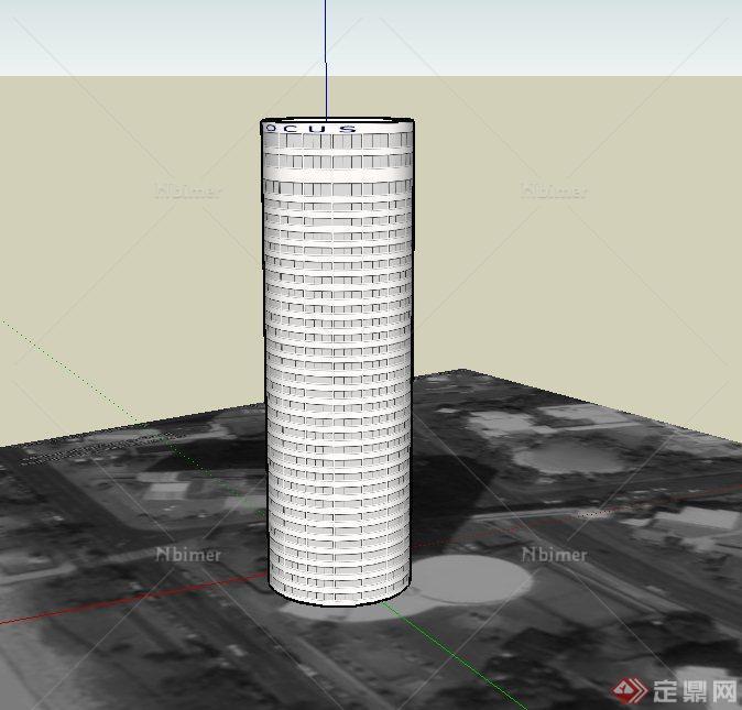 某高层圆形办公楼建筑设计SU模型