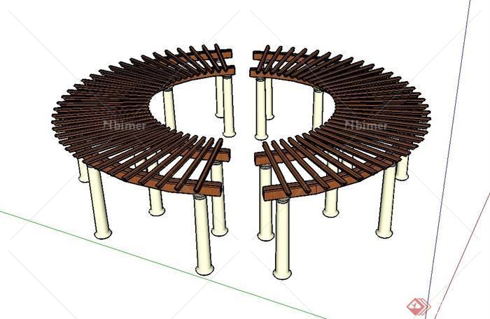 某园林景观节点圆形廊架设计SU模型