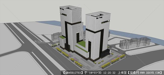 富阳高层办公楼建筑设计su模型