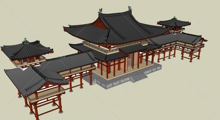 古建寺庙SketchUp模型下载分享带截图预览 大家指