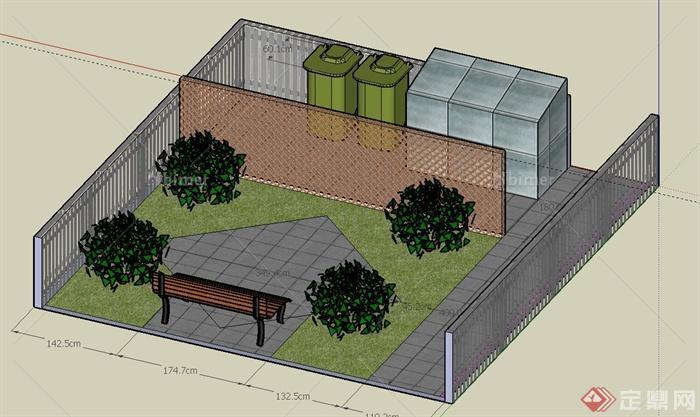 某小庭院景观设计SU模型（2）