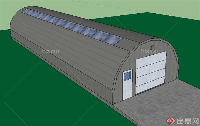 某现代钢材质农业大棚建筑设计SU模型