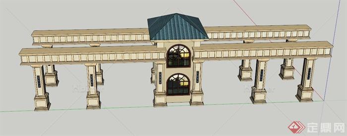 新古典门廊大门设计SU模型