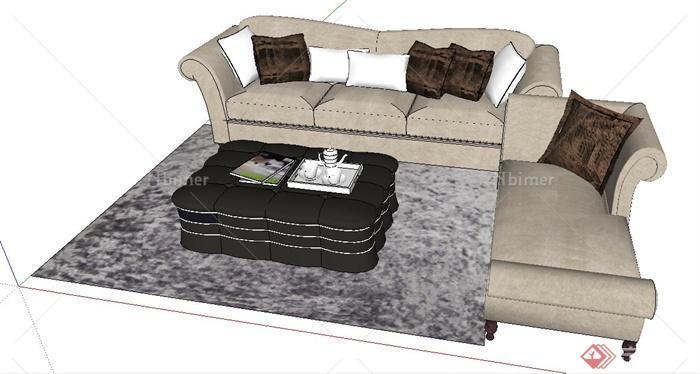 室内装饰现代沙发茶几su模型