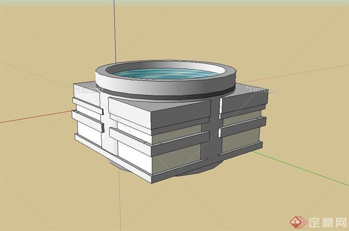 正方体水钵设计su模型